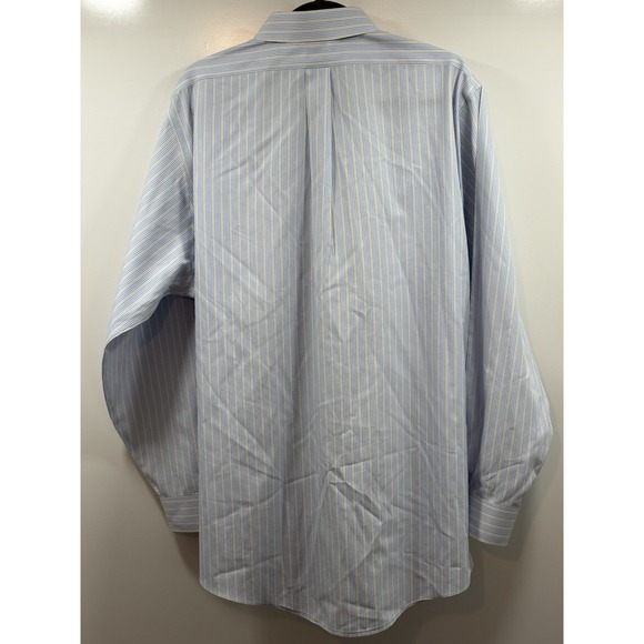 Brooks Brothers Shirt Regent Fit Men's 17/35 Yellow‎ Blue Striped Non-Iron - Picture 5 of 7